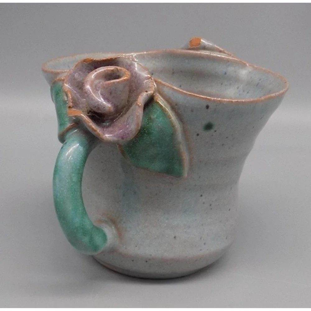 Mary Short Hand Made Double Handle Mini Vase Vintage 30's 40's Topeka KS Potter